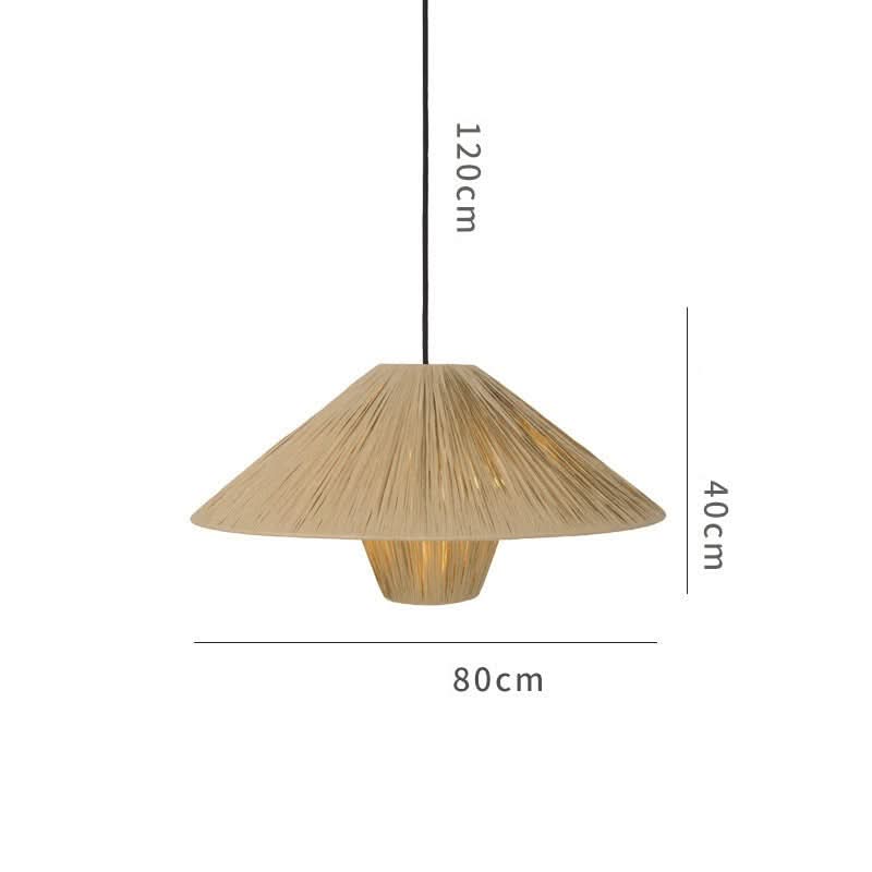 Natural raffia lampshade, geometric design, natural tan color. Home decor lighting.